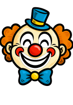 Clownsgesicht in Comic-Art